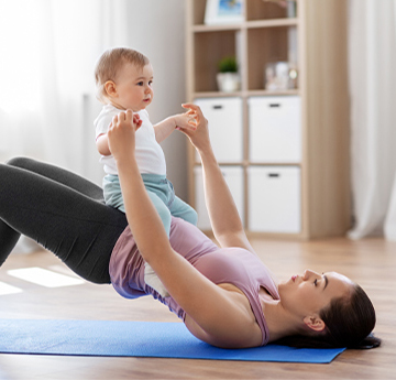Pelvic Floor Muscle Exercise Woman and Baby