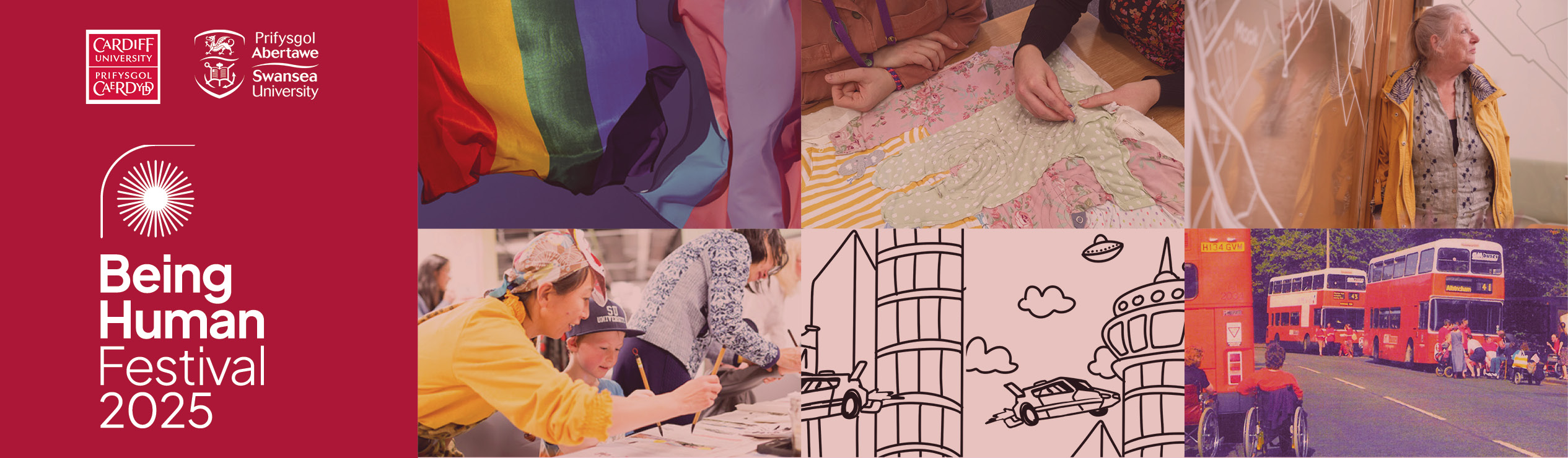 A photo of people drawing together.