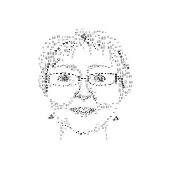 A drawing of a person with glasses