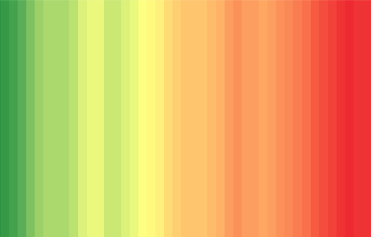 Tree stripes changing colour from left to right - from green to yellow to orange to red