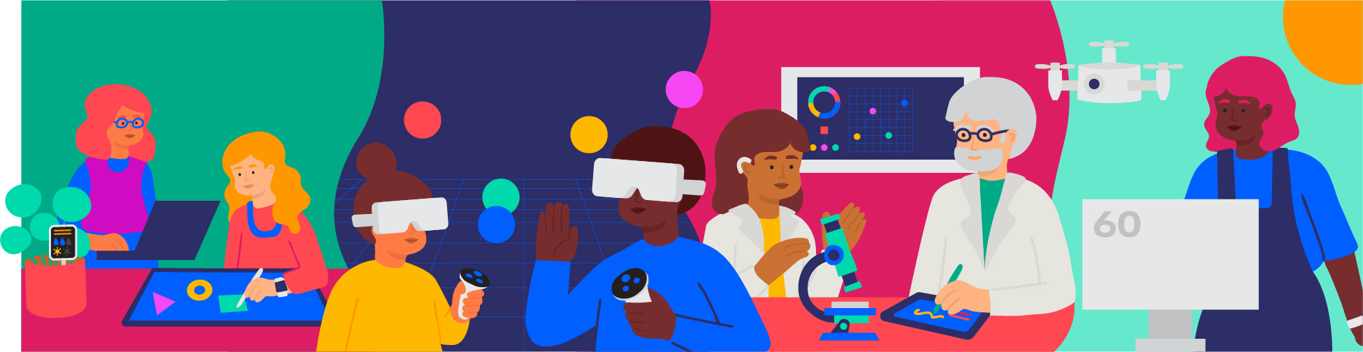 cartoon images of people working together