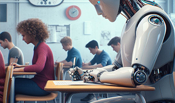 A robot taking an exam alongside humans