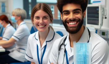 smiling students working on a ward