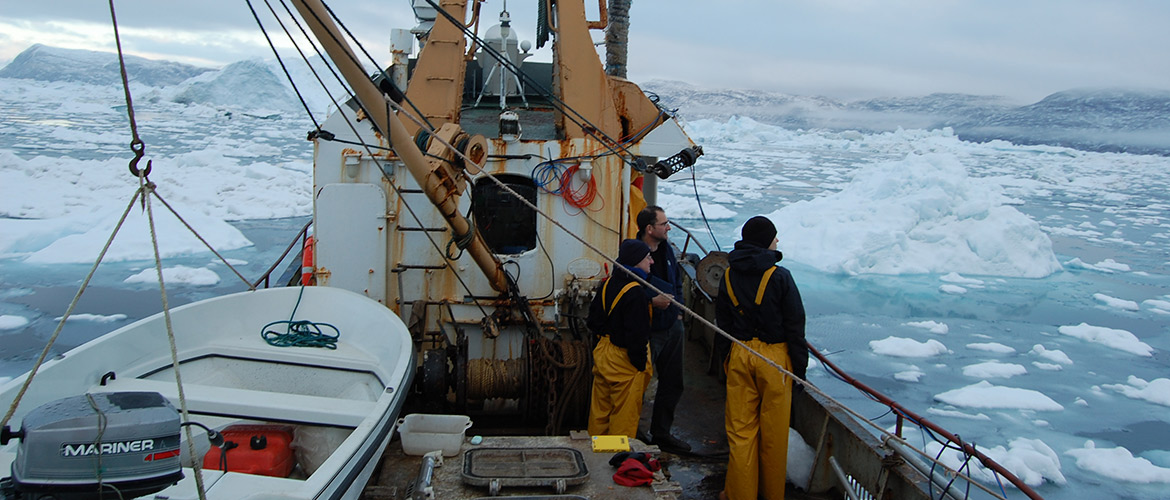 Glaciology group on a boat expedition