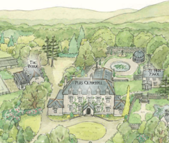 a hand-drawn image of the manor house