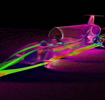 Colourful image of aerodynamic computer model