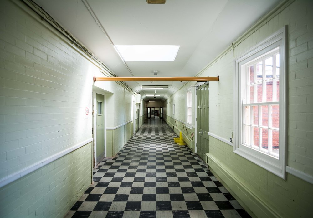 Cefn Coed hospital corridor