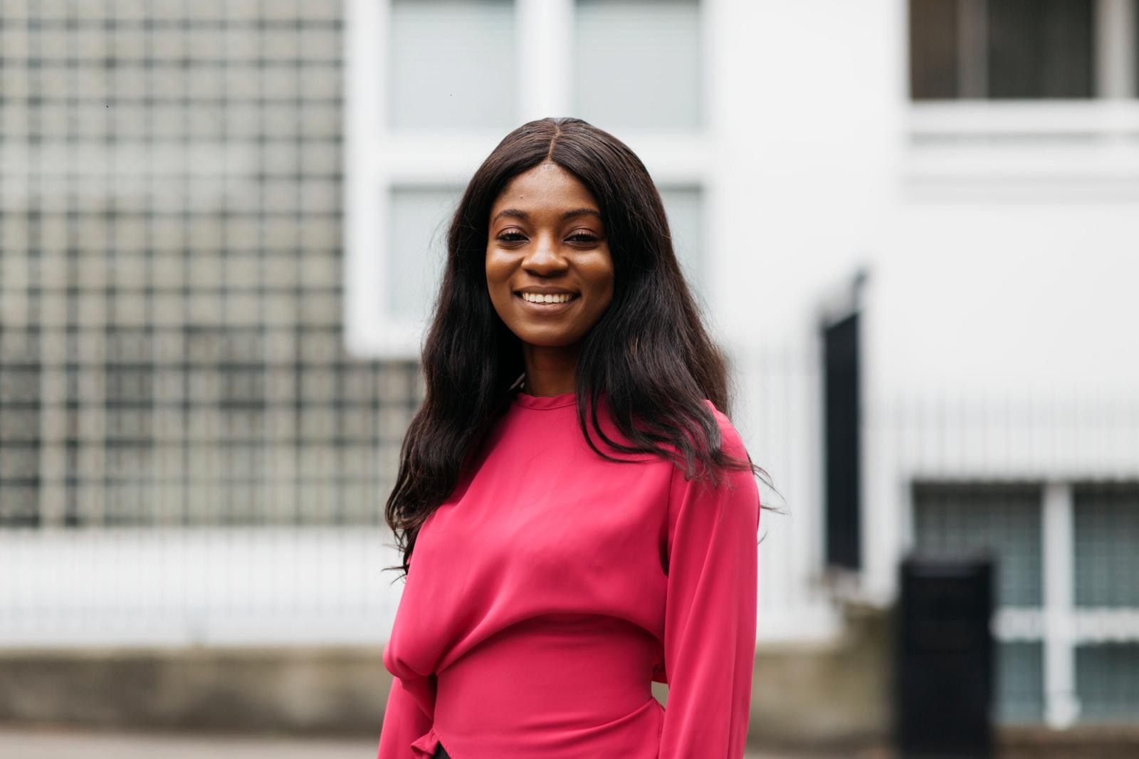 Female student smiling to camera