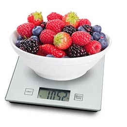 Fruit bowl and scales