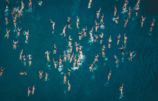 A group of open water swimmers