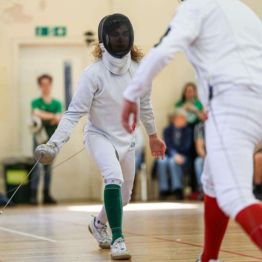 Students during a fencing fixture