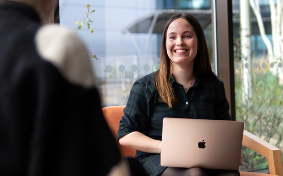 Student with laptop in Taliesin Create