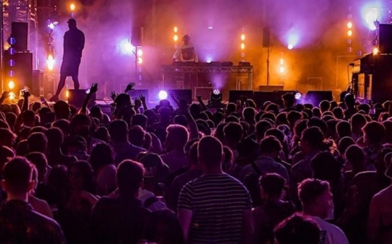 A crowd watching a live music performance