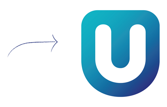 SU logo - a white U on a blue background