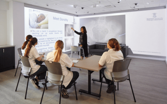 Medical students in a classroom environment. 