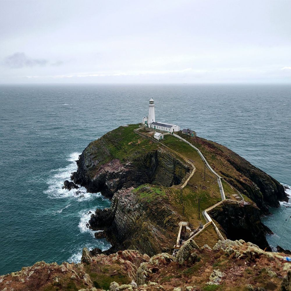 Mumbles Lighthouse on an overcast day