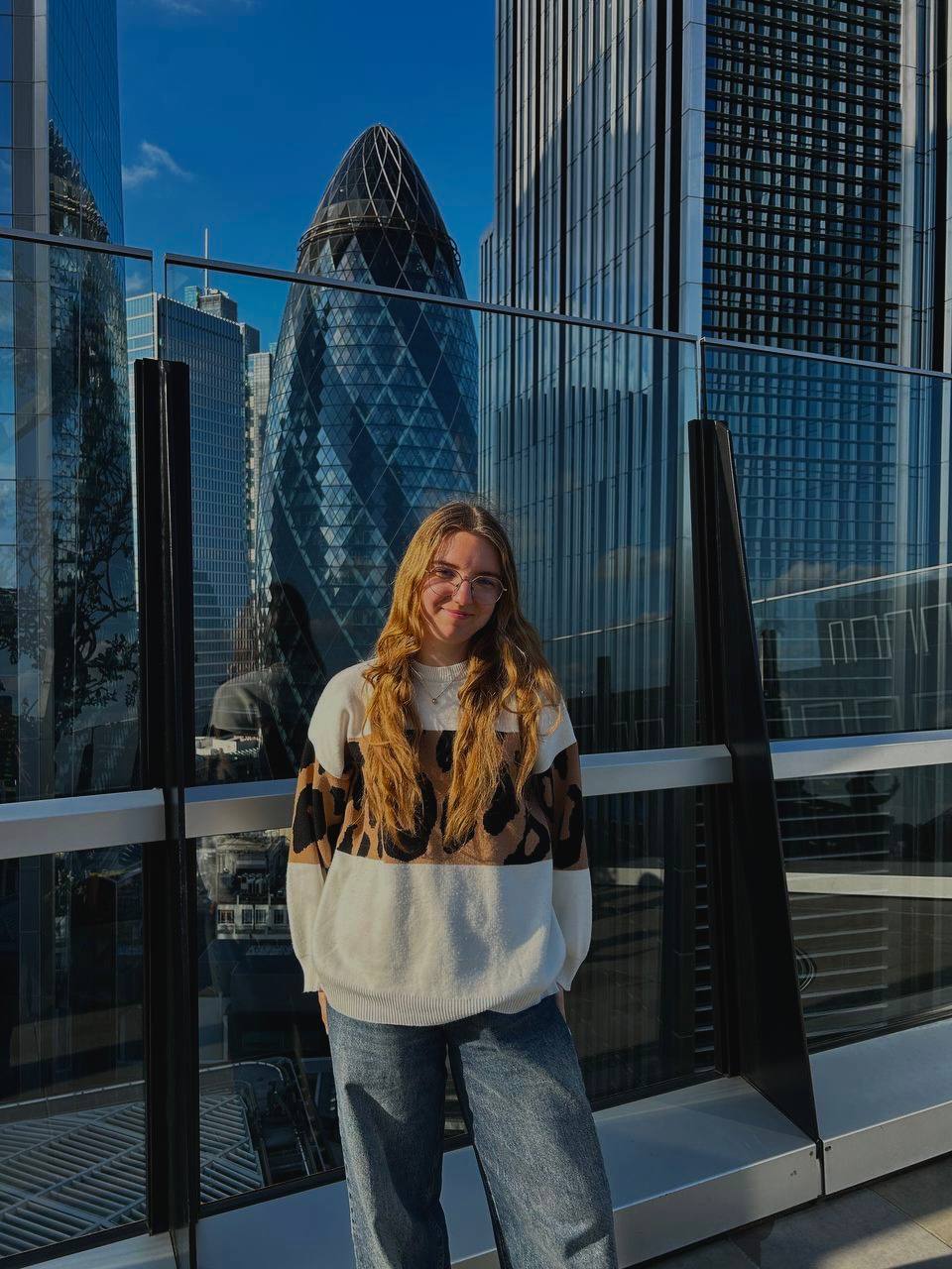 Student standing in London