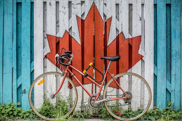 Maple leaf and bike