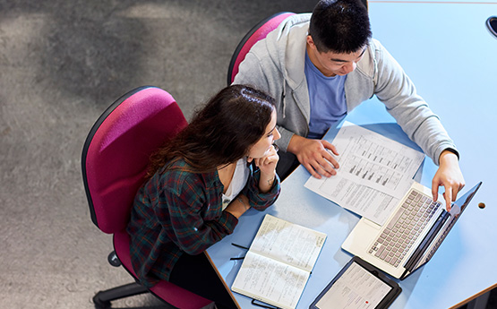 Two students studying together