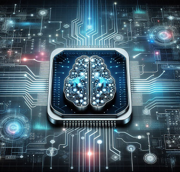 A computer chip with an image of a brain on it