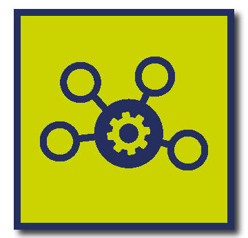 a mind map with a gear in the middle 