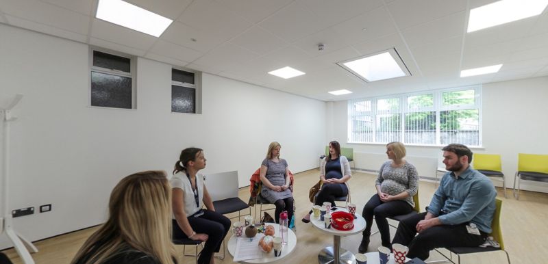 Midwifery multi-purpose room set up for antenatal group learning