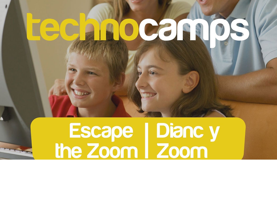 Technocamps. Family around laptop