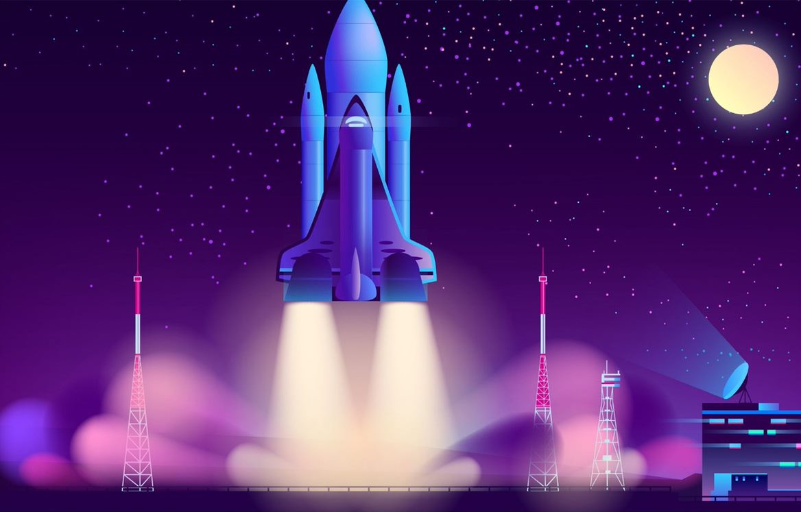 Cartoon rocket launch